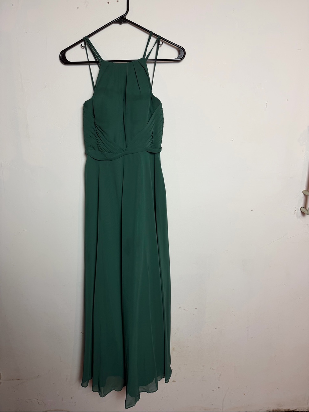 Azazie Emerald Green Chiffon Bridesmaid Maxi Dress Formal Wedding Gown